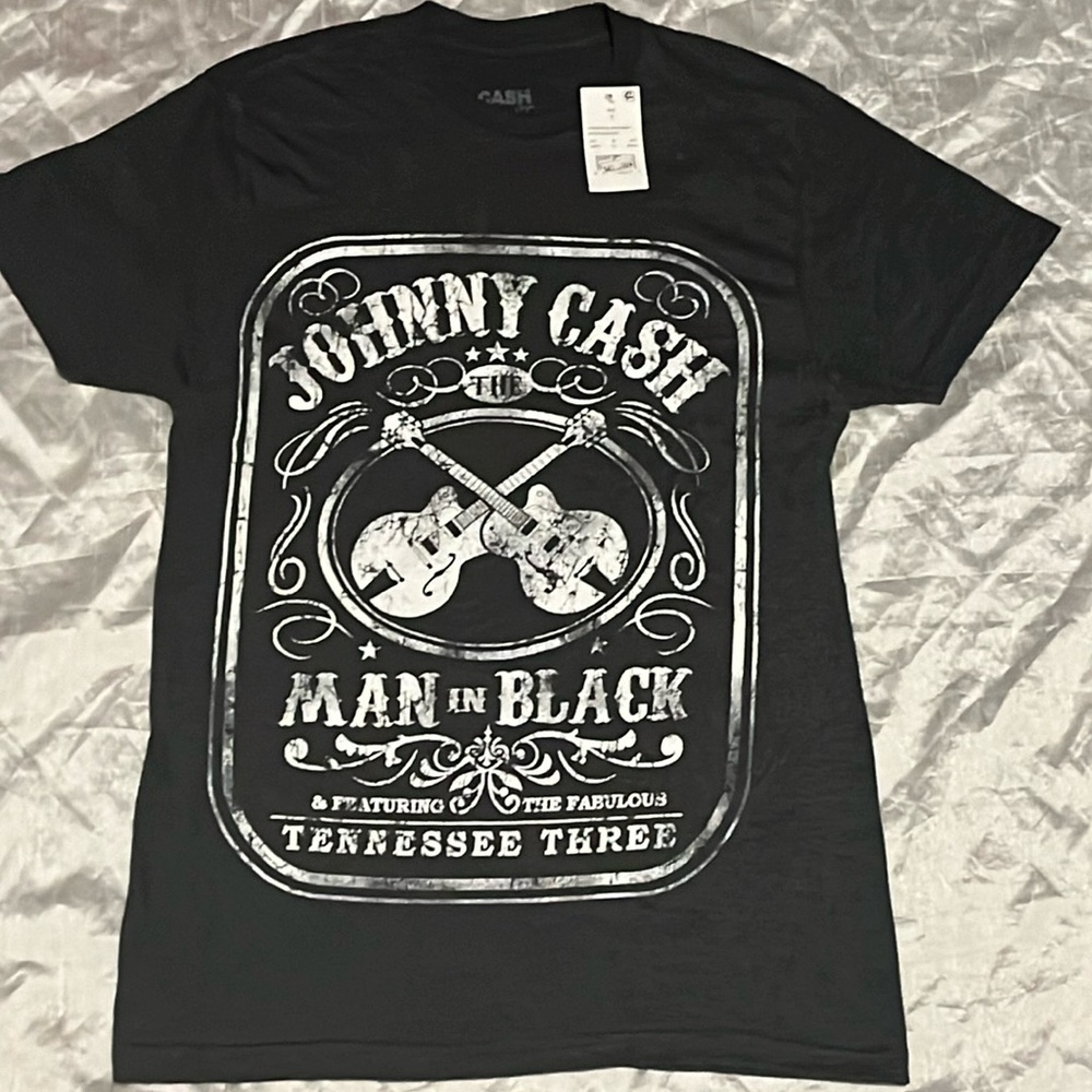 Johnny Cash Charcoal Heather Grey Short Sleeve Tee Shirt NWT 17-19 PTP - Picture 1 of 7